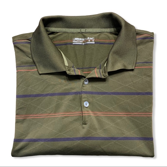 Nike Other - Nike Golf FITDRY Olive Green Patterned Polo